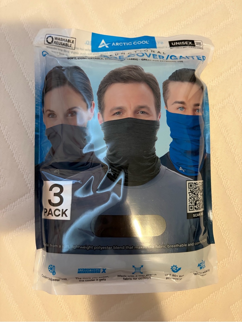 Arctic Cool Men’s Neck Gaiter - Black (3 Pack)